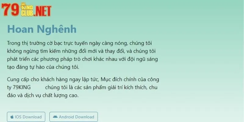 Cách thức tải app 79king về di động của thành viên